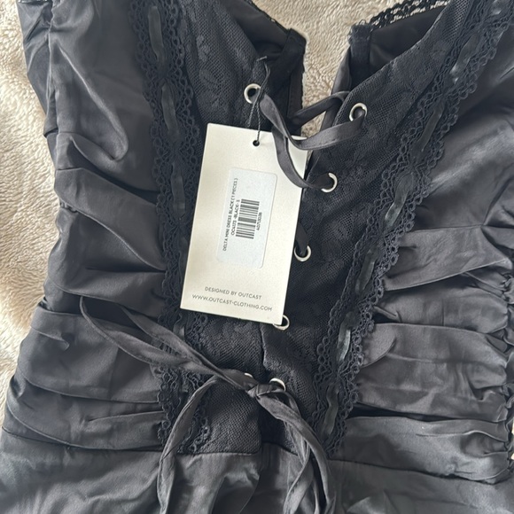 Black lace up corset mini dresss - Picture 7 of 11